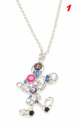 Sterling Silver Cute Mouse Necklace - Zircon Embellished