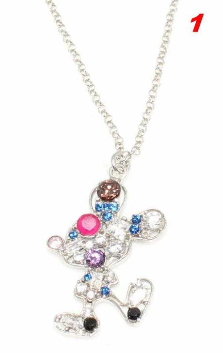 Sterling Silver Cute Mouse Necklace - Zircon Embellished