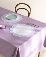Decorative Embroidered Charger Plate - White Blue Placemat
