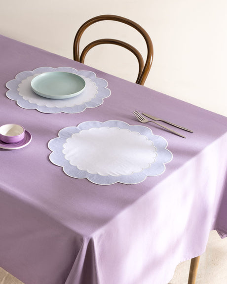 Decorative Embroidered Charger Plate - White Blue Placemat
