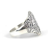Anillo ovalado de plata esterlina 925 premium con engaste de bisel fundido