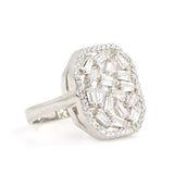 925 Sterling Silver Square Baguette Zircon Statement Ring