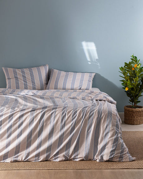 Berne King Size Yarn Dyed Duvet Cover Set - Premium Soft Bedding