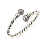 Premium Sterling Silver Twisted Beaded Men's Bracelet