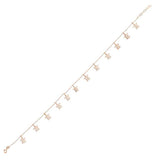 Rose Sterling Silver Turtle Anklet with Zircon Accents