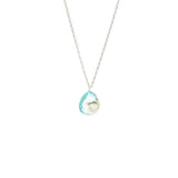 Sterling Silver Heart Pendant Necklace with Synthetic Aquamarine