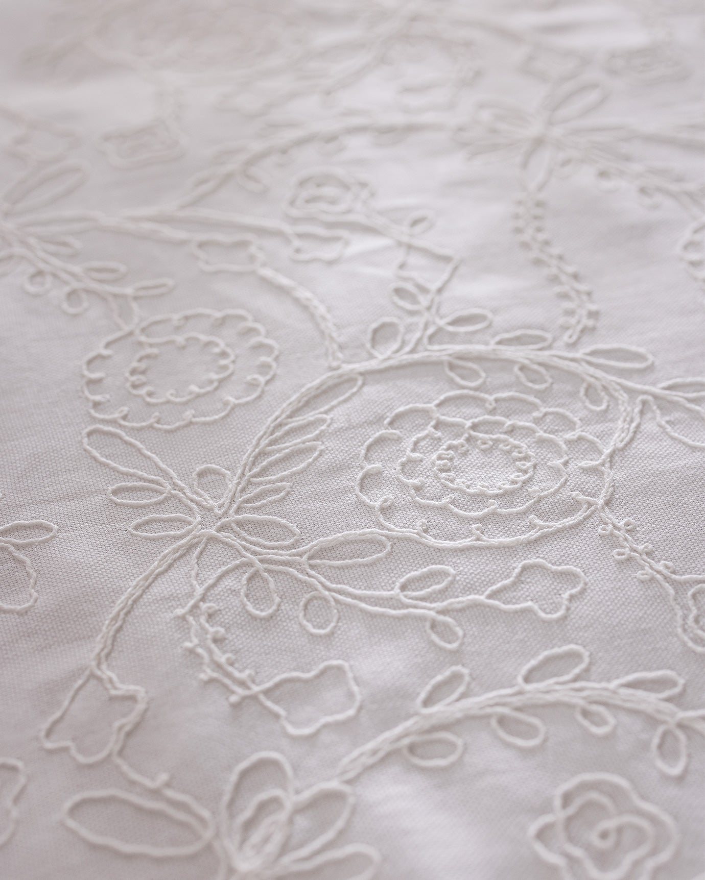 100% Cotton King Size Duvet Cover Set - Aulne Embroidered Design
