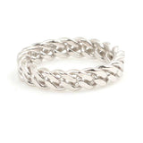 Sterling Silver Twisted Chain Link Ring - Modern Design