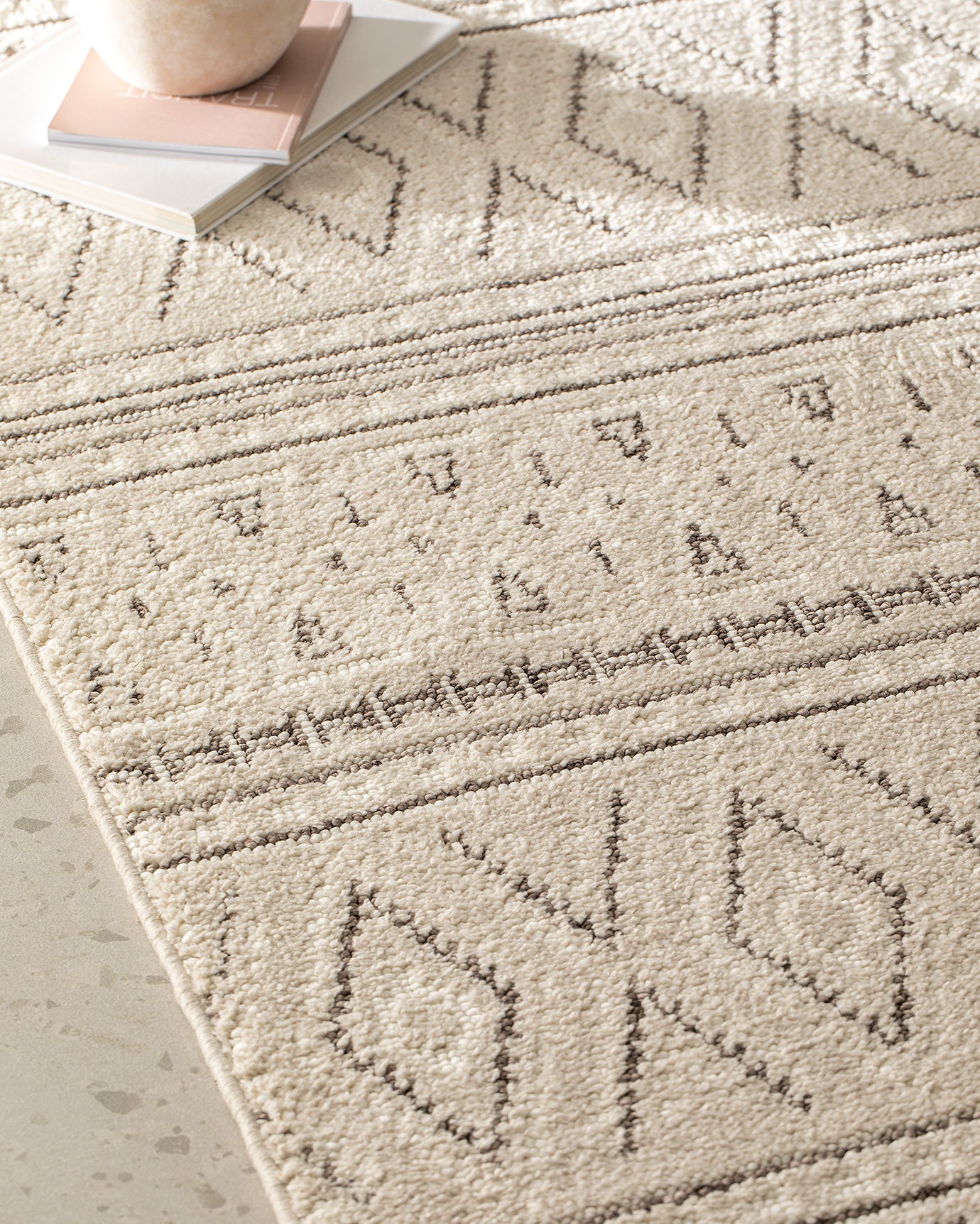 Chessy Cream Area Rug - Soft Living Room Carpet