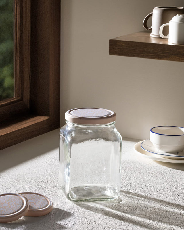 Square Glass Food Storage Jar with Lid - 1600 ml