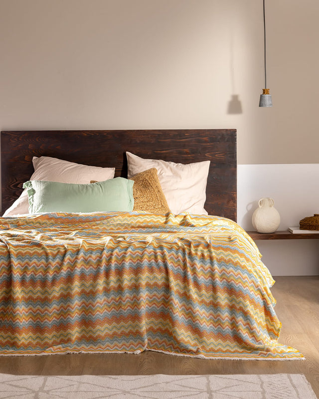 Cotton Blend Double Bedspread - Colorful Pattern