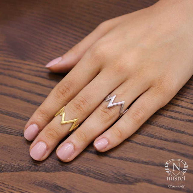 925 Sterling Silver Contemporary Bold Zigzag Statement Ring