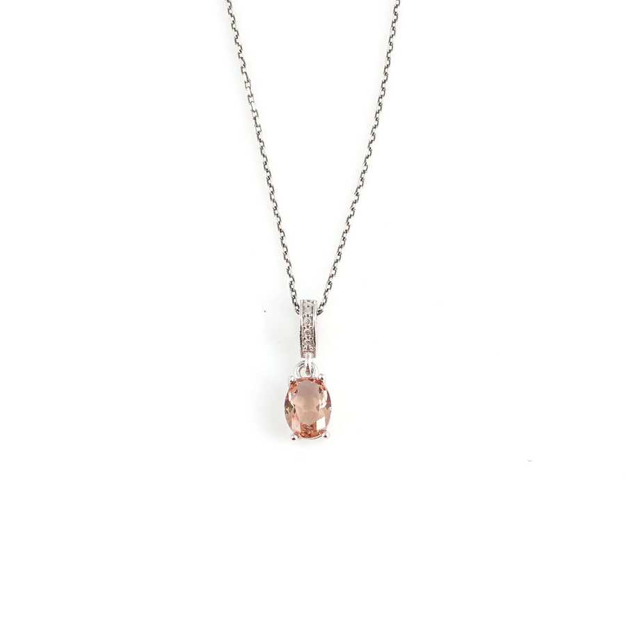 925 Sterling Silver Oval Pendant Necklace with Zultanite Color Zircon