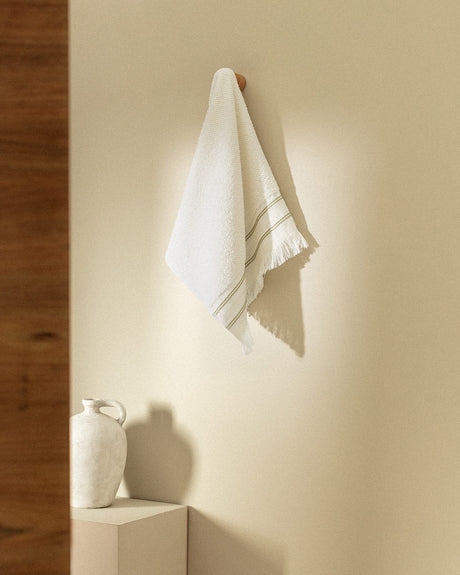 100% Cotton Face Towel - Soft, Absorbent & Quick Dry Hand Towel, White & Green