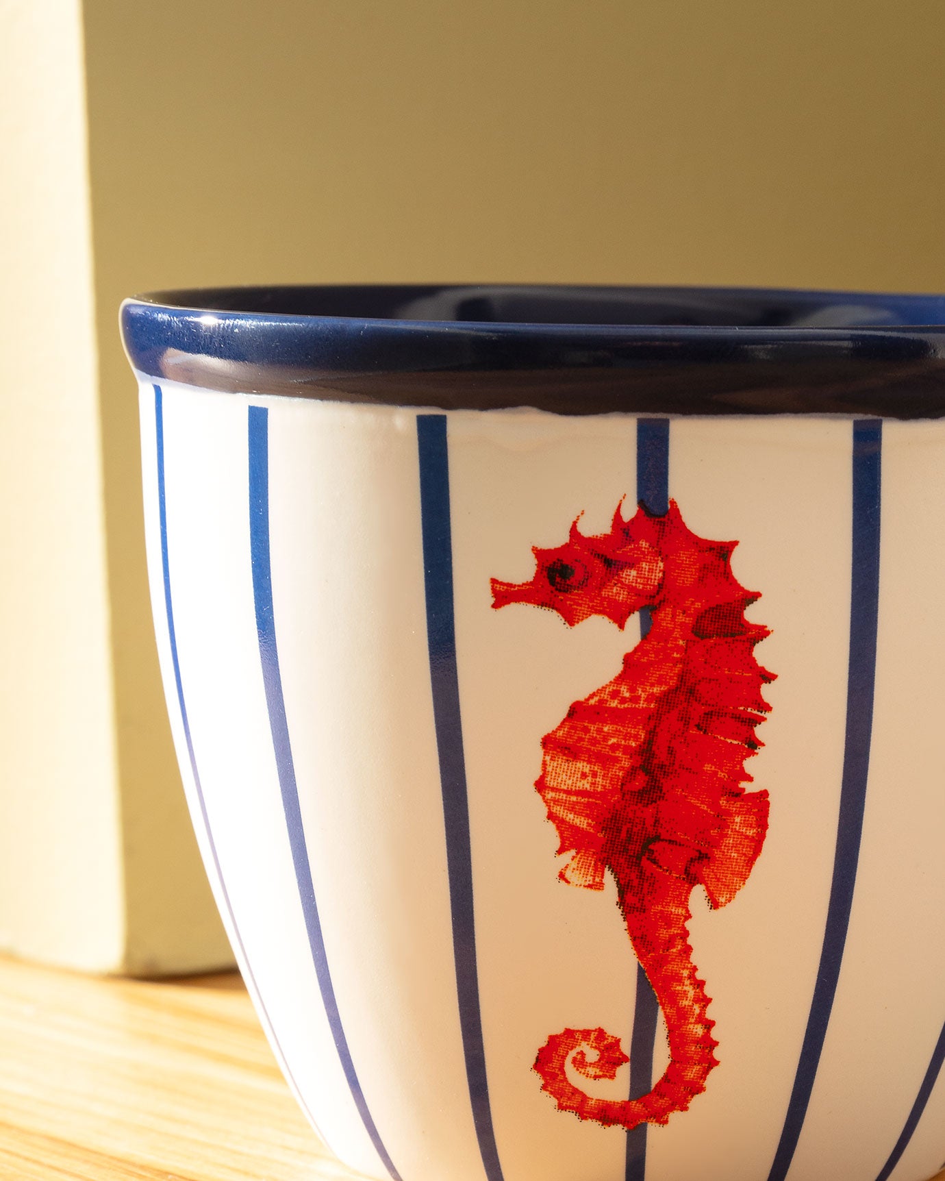 New Bone Porcelain 2-Piece Mug Set - Marine Vague Design