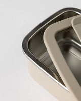 RVS Voedselbewaarbak met Deksel - Zacht Beige - 600ml