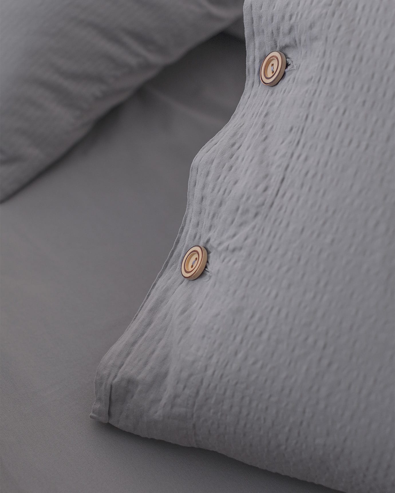 100% Cotton King Size Duvet Set - Washed Gauffre Texture