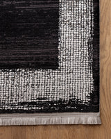 Premium Acrylic Area Rug - Modern Black Fringed Design