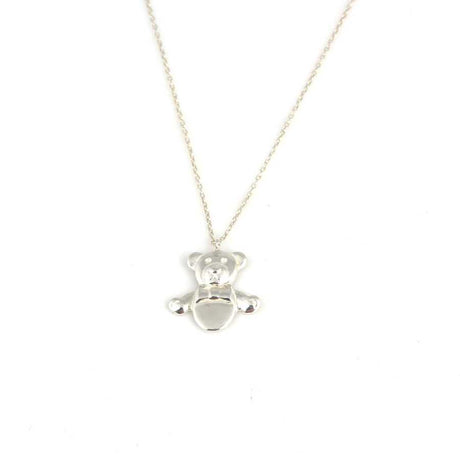 Sterling Silver Teddy Bear Pendant Necklace - Playful Charm