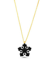 Premium 925 Sterling Silver Black Stone Snowflake Necklace