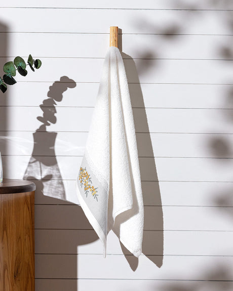Pansy Embroidered Hand Towel - Soft Absorbent Decorative Bathroom Towel
