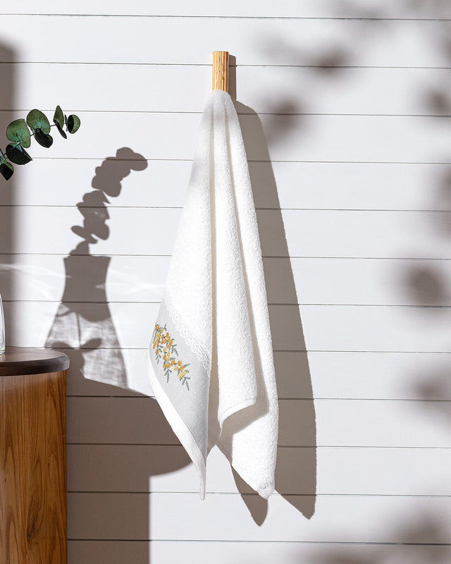 Pansy Embroidered Hand Towel - Soft Absorbent Decorative Bathroom Towel