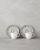 Professional Elegant Bone Porcelain 4 Piece 2 Person Coffee Cup Set Black