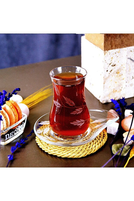 Decocia Nevasia Premium Turkish Tea Set - 6 Person, 12 Piece - TryAladdin