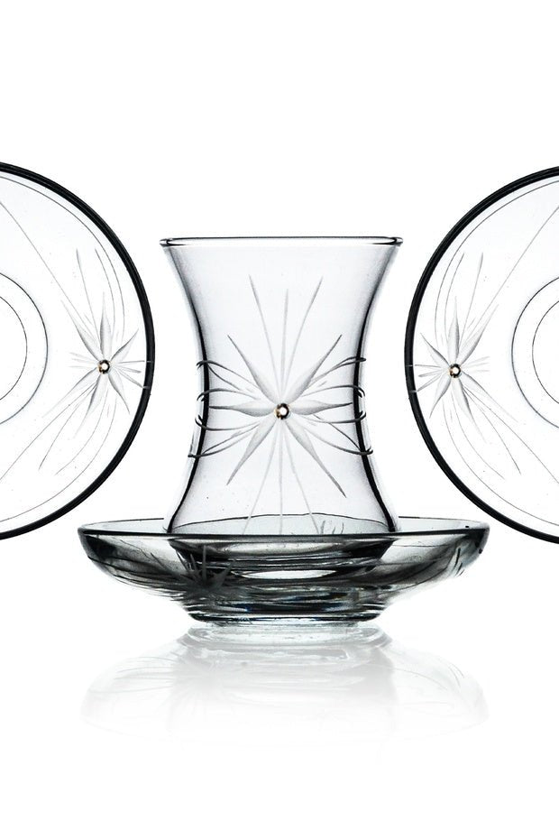 Decocia Premium Mira Pattern 6 - Person 12 - Piece Turkish Tea Set - 135cc - TryAladdin