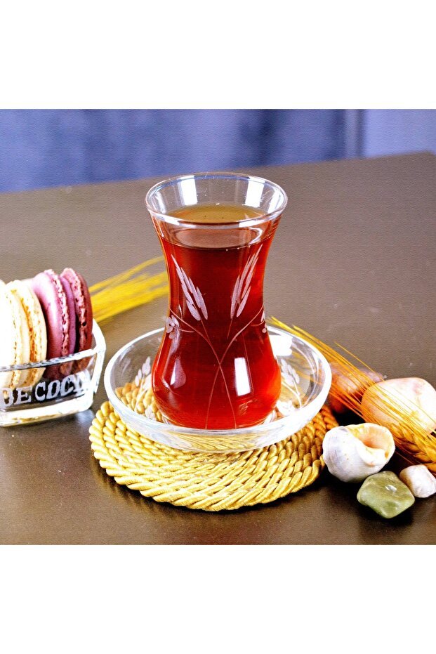 Decocia Professional 12 - Person 24 - Piece Turkish Tea Set - Botanical Gold Design, 135cc - TryAladdin