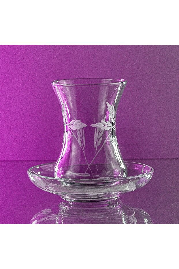 Decocia Professional 12 - Person 24 - Piece Turkish Tea Set - Botanical Gold Design, 135cc - TryAladdin