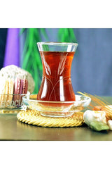 Decocia Professional 12 - Person 24 - Piece Turkish Tea Set - Botanical Gold Design, 135cc - TryAladdin