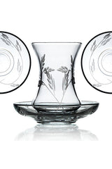 Decocia Professional 12 - Person 24 - Piece Turkish Tea Set - Botanical Gold Design, 135cc - TryAladdin