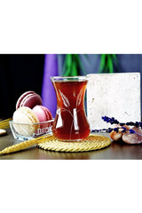 Decocia Professional 12 - Person 24 - Piece Turkish Tea Set - Botanical Gold Design, 135cc - TryAladdin