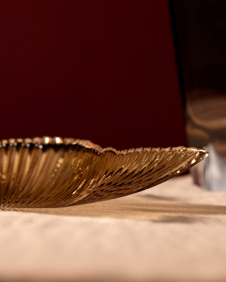 Decorative Glass Dinner Plate, Light Brown Chenille Pattern - TryAladdin