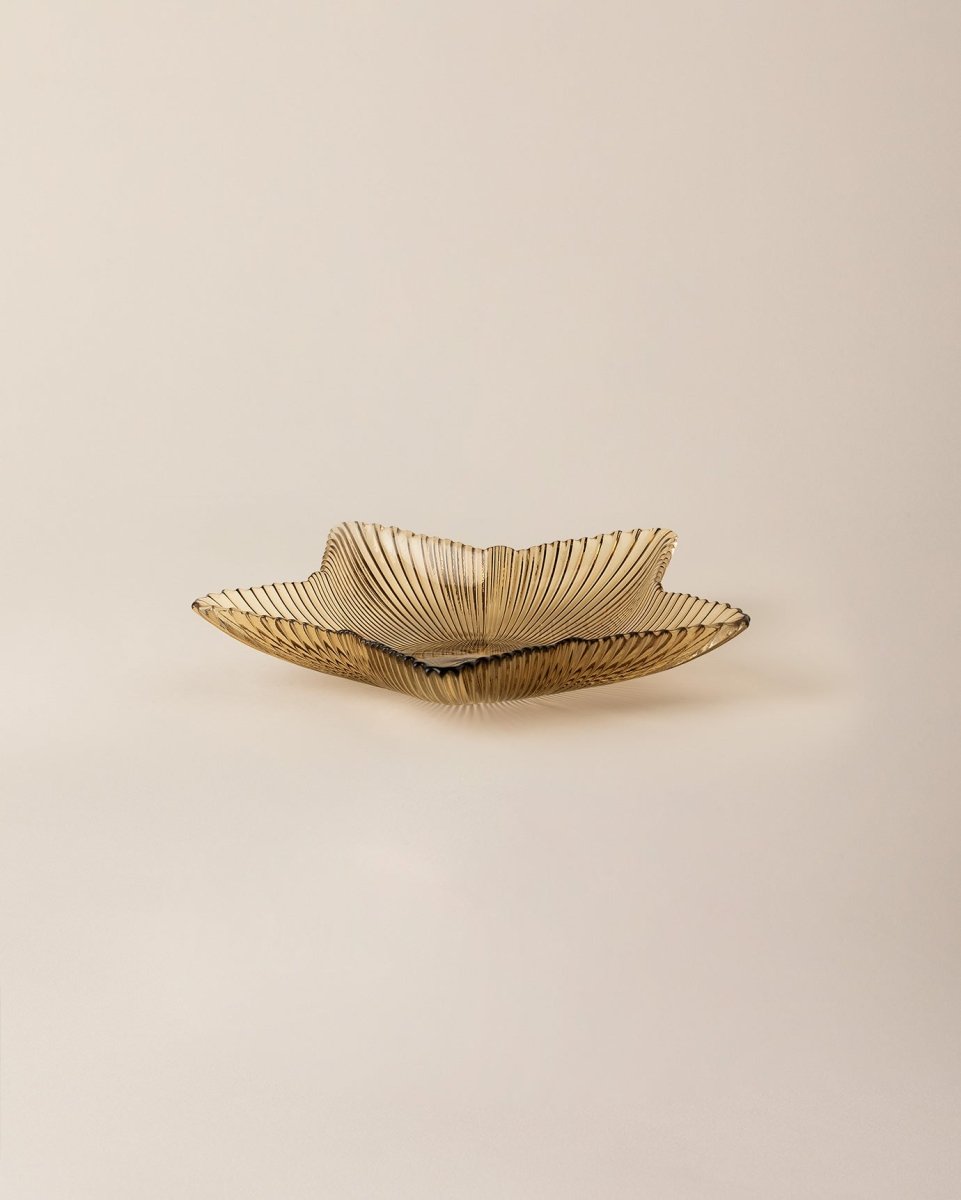Decorative Glass Dinner Plate, Light Brown Chenille Pattern - TryAladdin