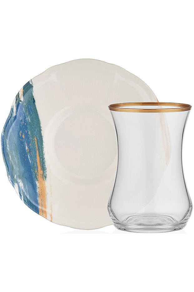 Decorium Elegant Turkish Glass Tea Set - 12 Pieces - TryAladdin