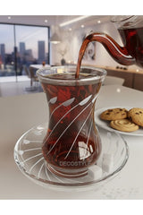 Decostyle Mila Elegant Glass Tea Set - 12 - Piece, 125cc Cups - TryAladdin