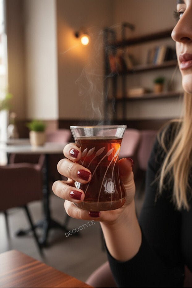 Decostyle Mila Elegant Glass Tea Set - 12 - Piece, 125cc Cups - TryAladdin