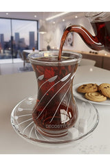Decostyle Mila Elegant Glass Tea Set - 12 - Piece, 125cc Cups - TryAladdin