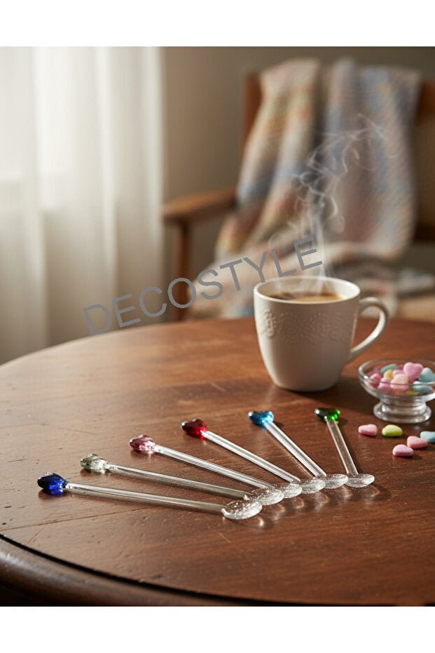 Decostyle Premium Heart Glass Teaspoon Set - 6 Piece - TryAladdin