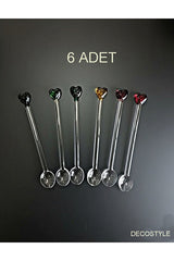 Decostyle Premium Heart Glass Teaspoon Set - 6 Piece - TryAladdin