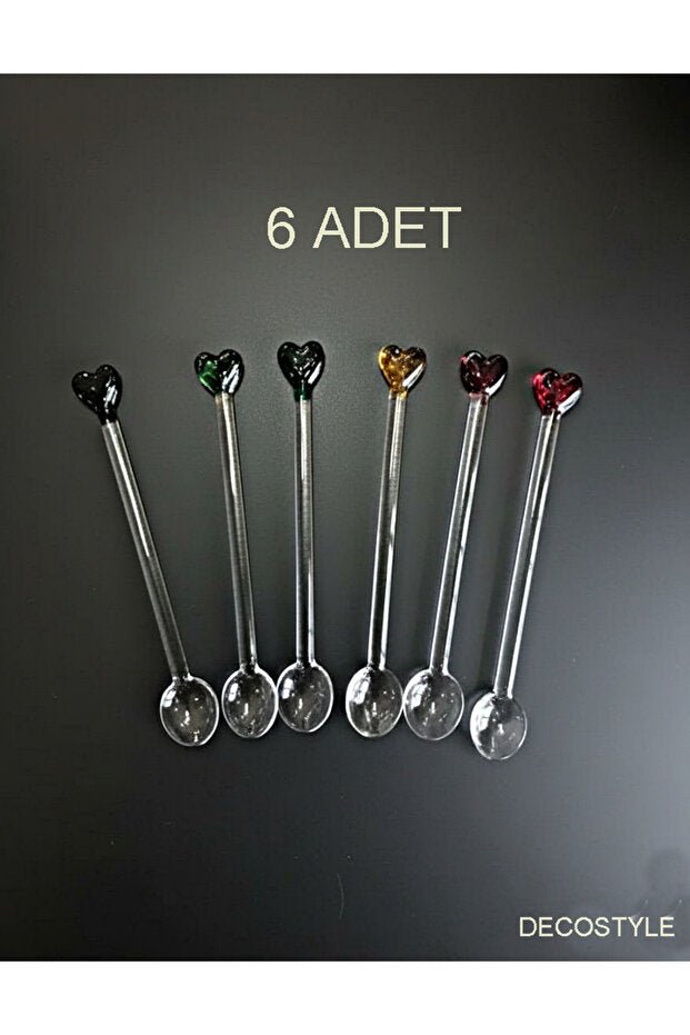 Decostyle Premium Heart Glass Teaspoon Set - 6 Piece - TryAladdin