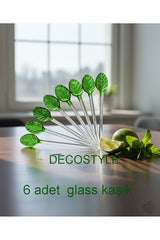 Decostyle Premium Leaf Model Glass Tea Spoons - 6 Piece Set - TryAladdin