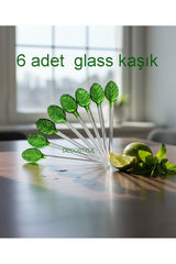 Decostyle Premium Leaf Model Glass Tea Spoons - 6 Piece Set - TryAladdin