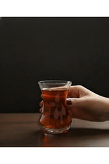 Decostyle Professional Leaf Cut Crystal Turkish Tea Glass Set - 6 Count - 2 kg - TryAladdin