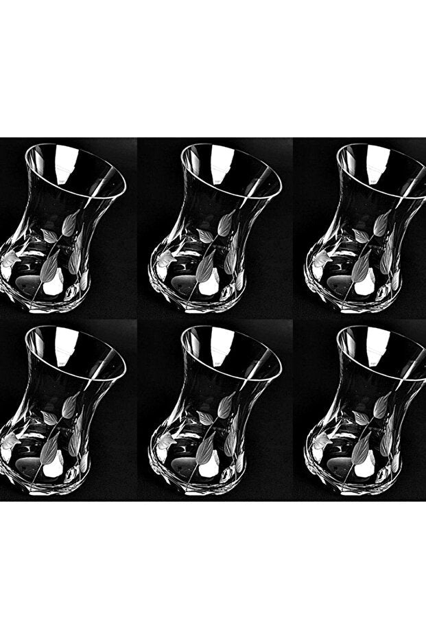 Decostyle Professional Leaf Cut Crystal Turkish Tea Glass Set - 6 Count - 2 kg - TryAladdin