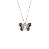 Sterling Silver Butterfly Pendant Necklace - Black Zircon