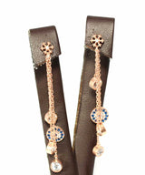 925 Sterling Silver Evil Eye Snowflake Dangle Earrings - Rose Finish