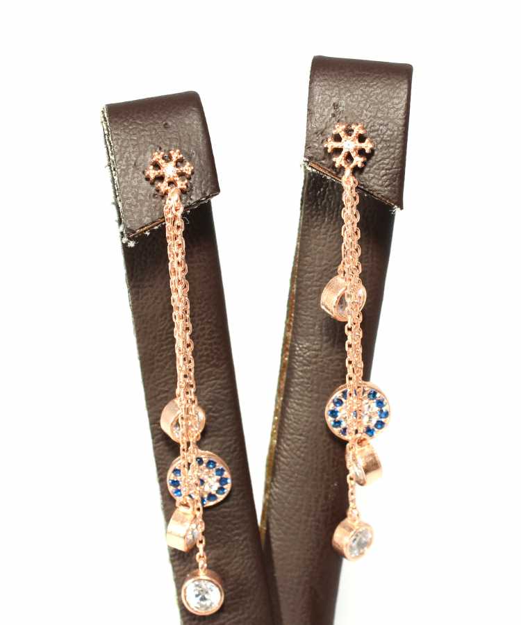 925 Sterling Silver Evil Eye Snowflake Dangle Earrings - Rose Finish